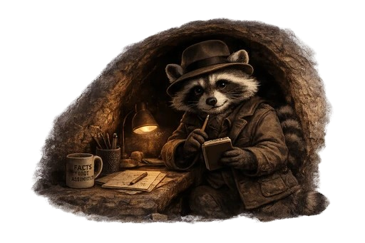 Bandit working at his desk in the burrow